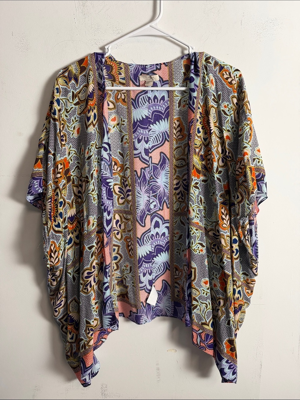 LOFT Purple Multi Floral Open-Front Tunic